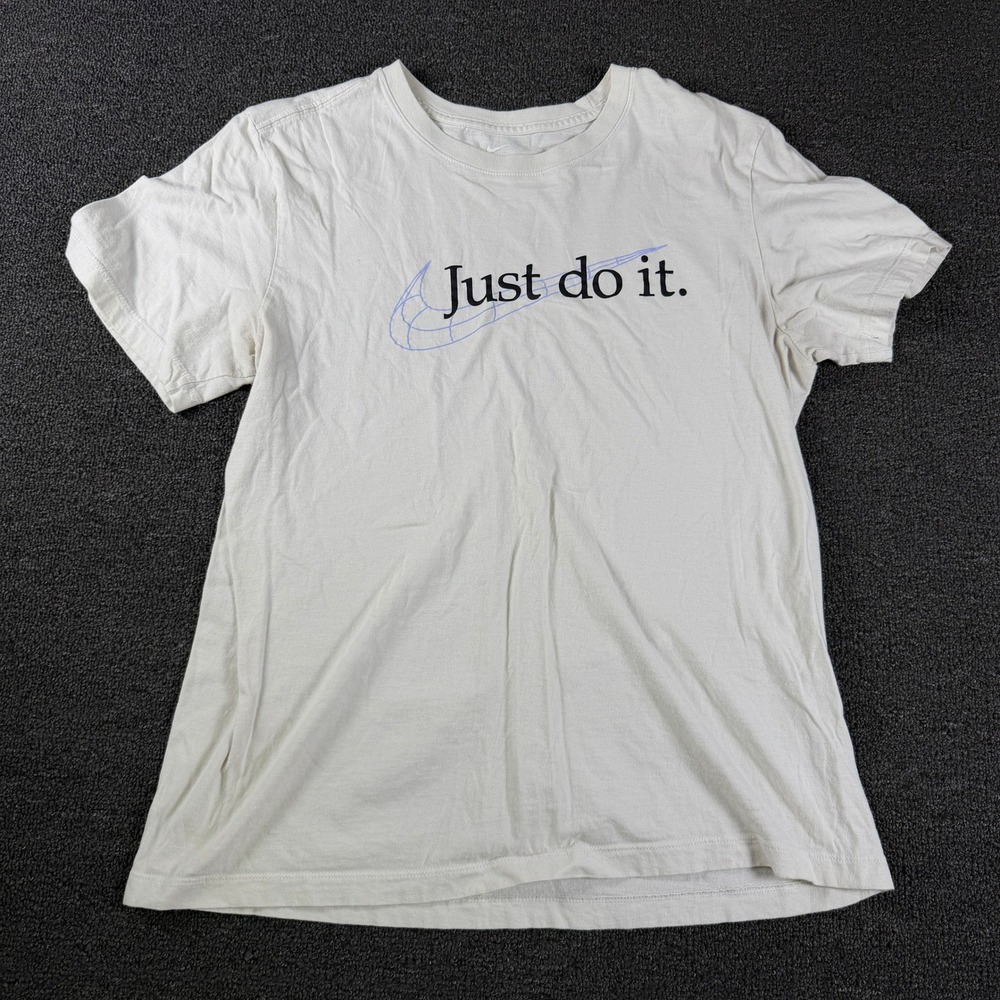 Nike T-Shirt Mens M The Nike Tee Off-White Just Do It Graphic EUC